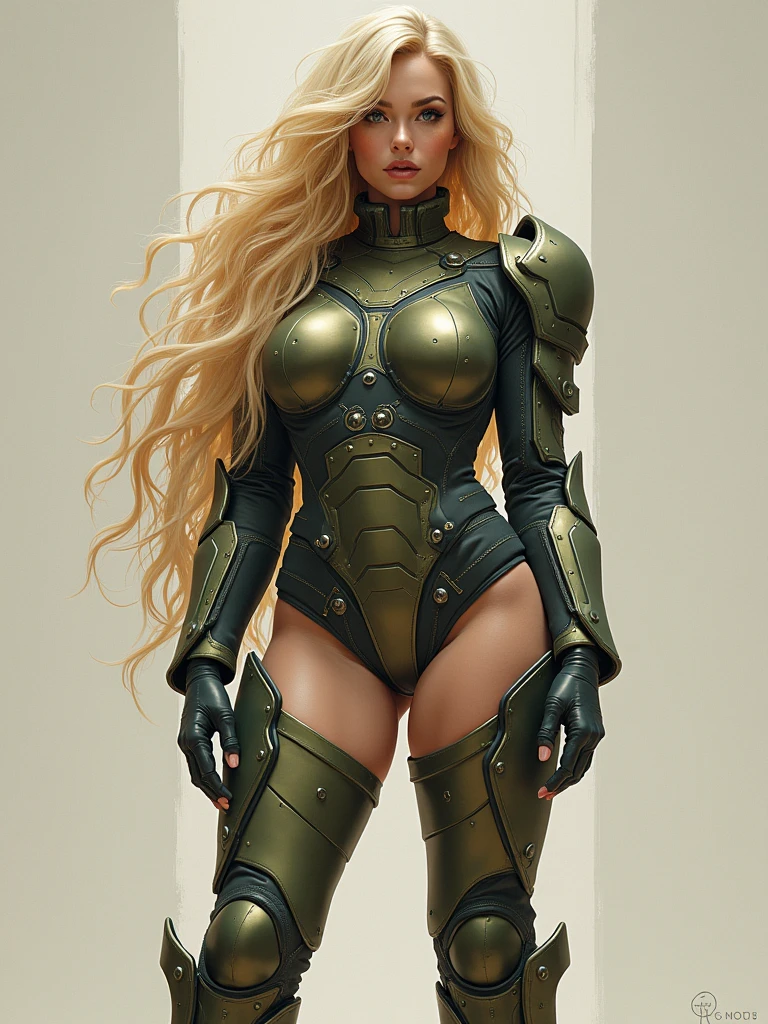 attire, Very long blonde hair fit Woman wearing armor cammy cosplay, Womanly, impossibly small tiny waist abs waistline, circumference of lower extremities far exceeds 80 inches hips, she has massively immense hip measurements, with the worlds largest buttocks, location random, intense detail, bold leggings, hyper realistic, A bottom-heavy, superior body part, voluptuous lower body, feminine figure, portraits, Reductionist form, mujercore, bold lines, in the style of Mike Campau, Iris Van Herpen, Howard Schatz, Russian-Western, an Inferior Physical Goddess