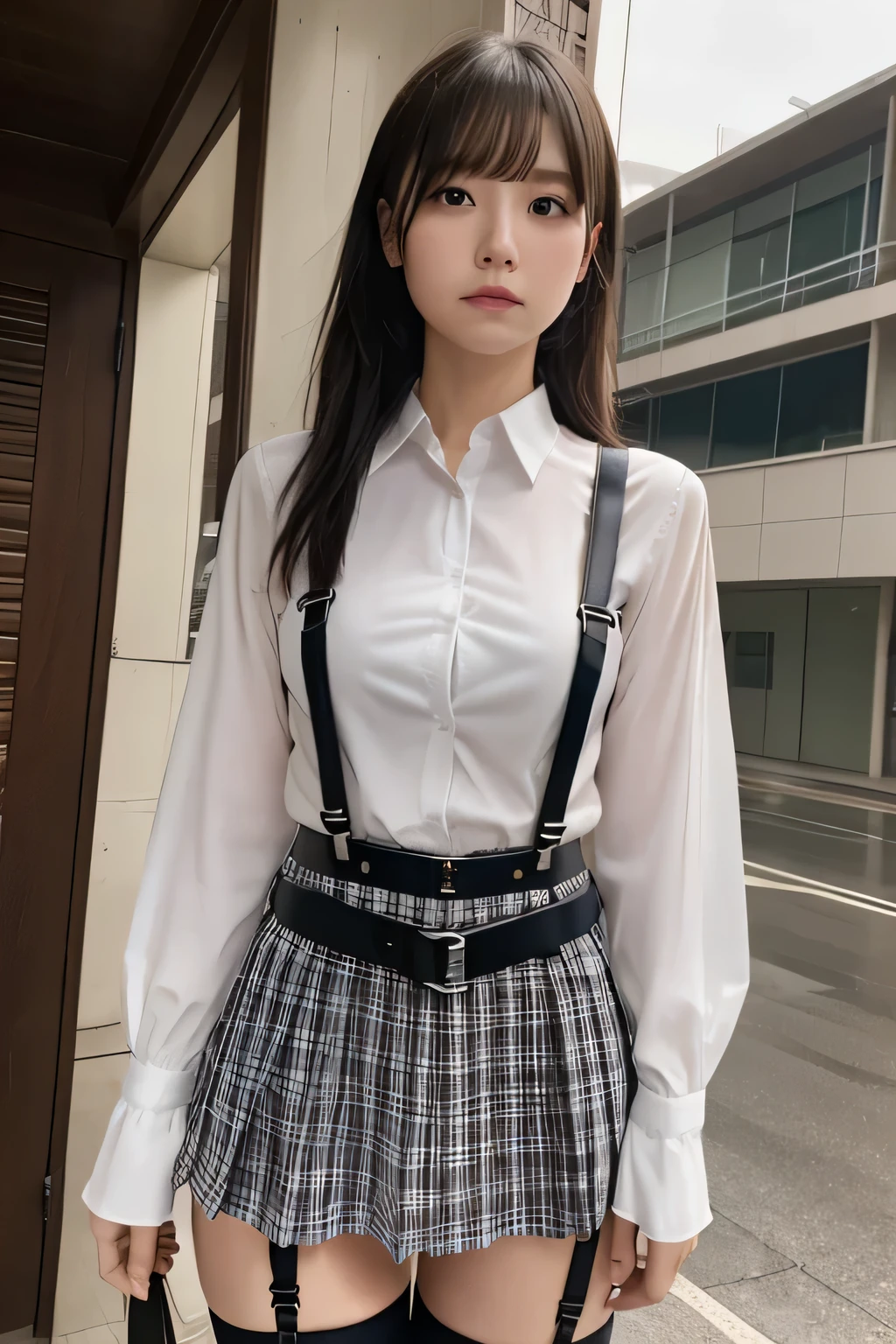 1 female, , high quality, masterpiece, Ultra-high resolution, Cinema Lighting, 1 female, , high quality, masterpiece, Ultra-high resolution, , Cinema Lighting, suspenders Moderate breasts Small face Looking up Sweat Thin belt buzzer 脇Sweat garter belt Belt on pants holster Hands behind your back Looking up Anxious face Knee-high Knee socks Knee-highソックス garter ふとももにgarter belt Checkered mini skirt Panty shot Skirt gap Armament holster holster Hands behind your back Anxious expression Anxious face, legs apart Armament Leg Holster holster See-through clothing heavy rain Rain-soaked dress shirt,Moderate breasts ガーターbelt suspenders Garter on the thigh Checkered mini skirt Looking up Pause belt Armpit sweat Hands behind back Raise your hands