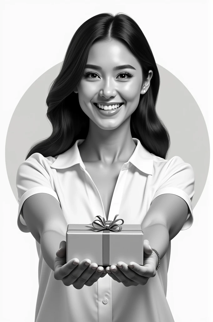 I wanted to create a monochrome logo of a happy woman giving a gift