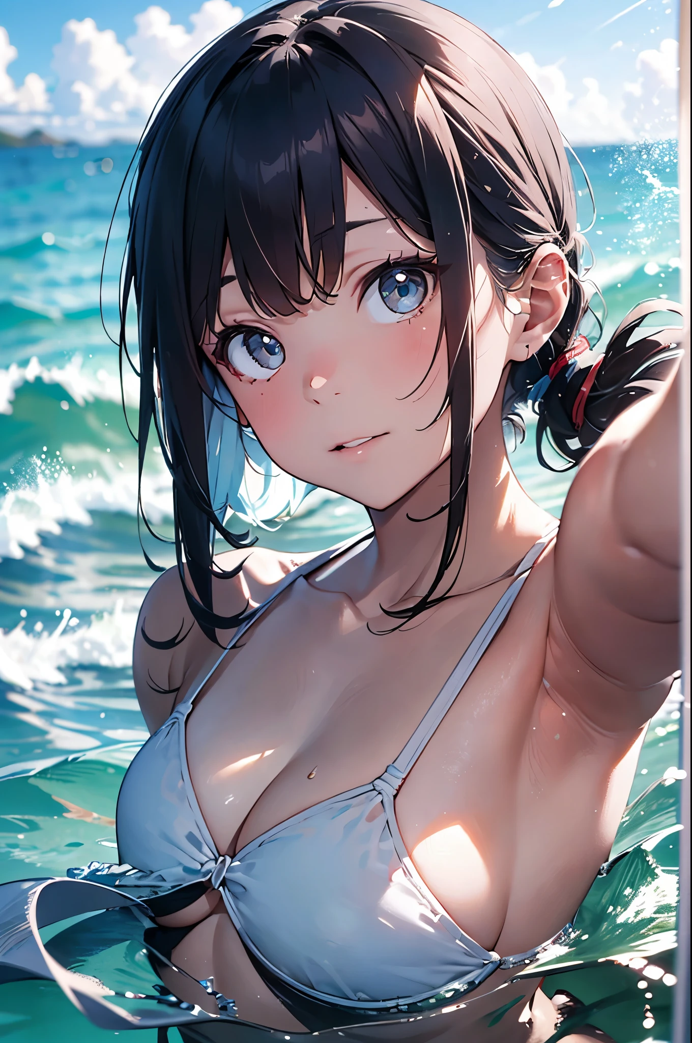 High resolution,topless、
One beautiful young woman,Light blue hair、ponytail、
(Soft Saturation:1.3), (Fair skin:1.2),
(ultra-Detailed Background, Detailed Background), Bokeh,
break'Portrait of a smiling girl.,
When viewed from the front, The composition is symmetrical,
Looking straight at you with serious eyes,
break Swimwear, White Bikini, Center of chest,
Outdoor, Sea surface, null, sunlight,Summer beach, Sandy Beach,
Strong light, Front lighting,
(:1.3), (Cowboy Shot:1.2),
Front brake angle,
View your audience,
Dynamic pose,
sitting on the beach
Seaweed、Seaweed、Seaweed、Seaweed、Seaweed、Seaweed、Seaweed、