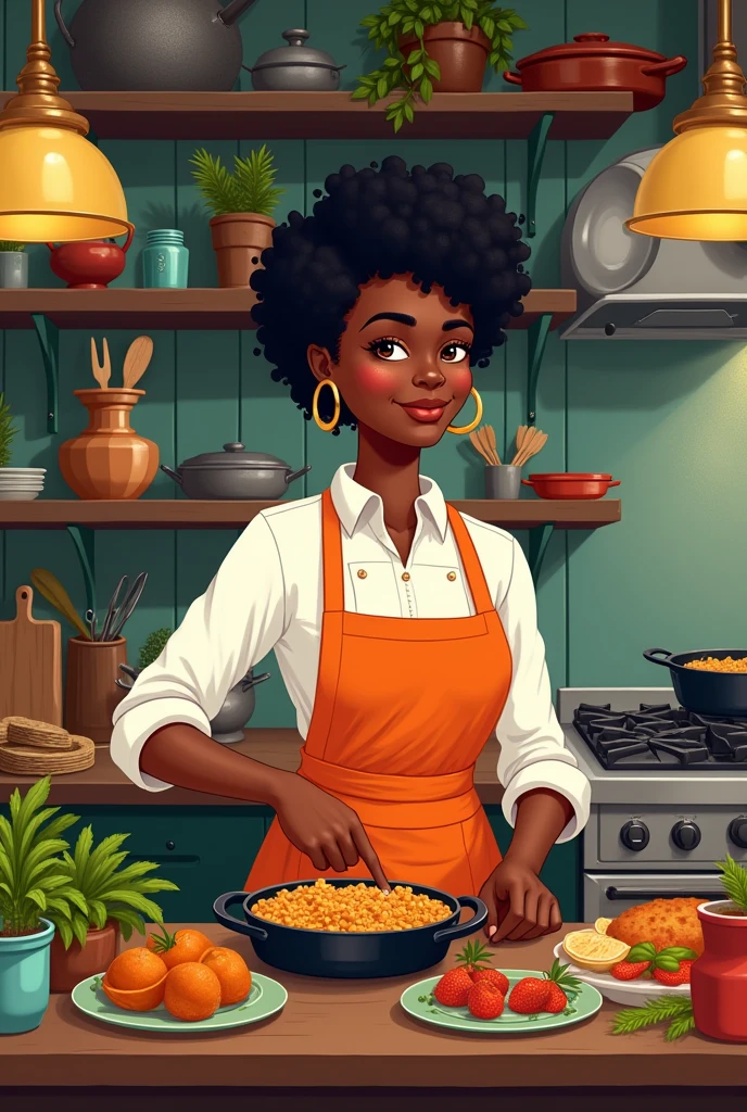 Whale Kitchen, Southern style, dark skin, short hair