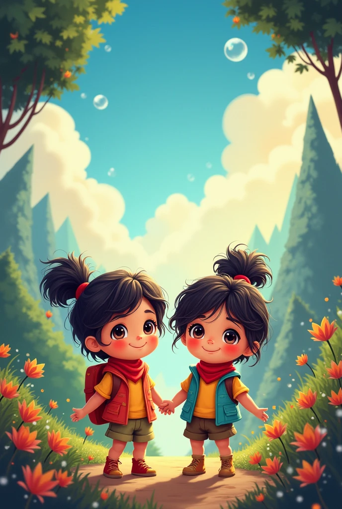 Title page for twin toddlers Zoha and Zoya adventure
