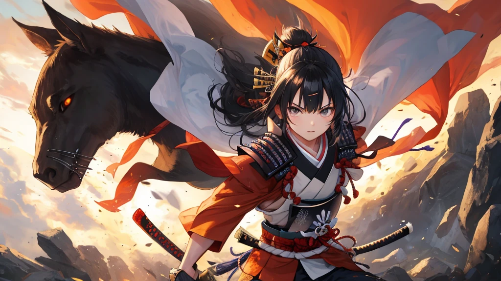 Brave and powerful samurai