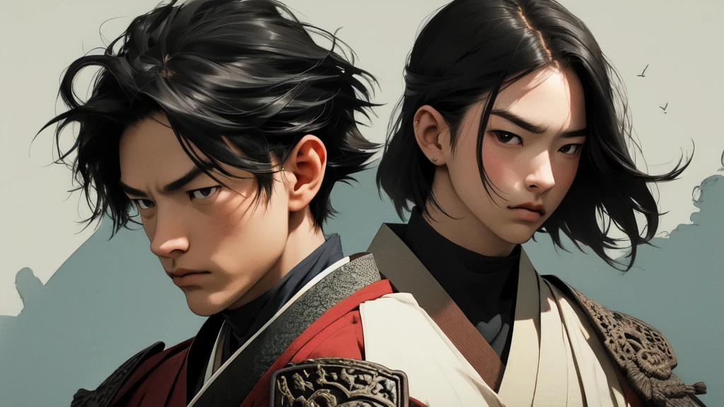 Brave and powerful Japanese samurai