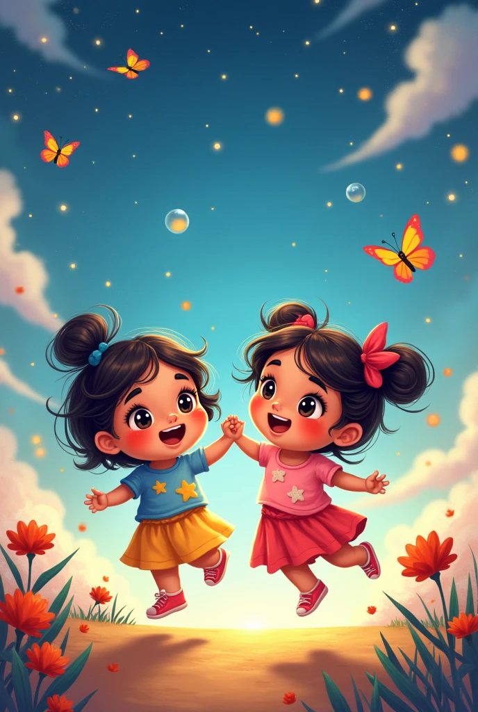 Title page for twin toddlers Zoha and Zoya adventure