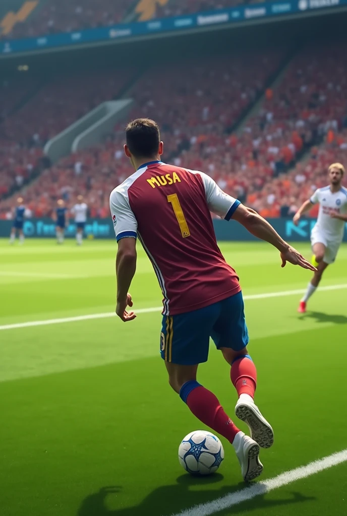 Football player with the name musa on his back