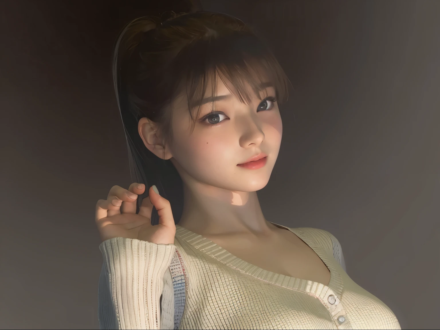 (Detailed CG、Unity、8k wallpaper)、(Very delicate and beautiful)、(masterpiece)、(Highest quality:1.2)、(Ultra-high resolution:1.3)、(Beautiful realistic Asian),Beautiful lighting、Perfect Lightning、Realistic Shadows、Fine skin、Very detailed、Detailed face and eyes、Realistic eyes、Sharp pupils、Huge , In the classroom、School、sunset、Beautiful Face、Blurred Background、(Japanese women)、Glowing Skin、Side Up、Beautiful black hair、Blunt bangs、Japan High School Sailor Uniform、Pleated mini skirt、A kind smile, ((Tabletop, Highest quality)), (Glowing Skin), Cinema Lighting, Physically Based Rendering, Award-winning, Very detailedな肌, Very detailedな顔, Beautiful eyes in every detail, Carl Zeiss 85mm F/1.4, (Cowgirl:1.3), (cumin , Chest and thighs), she'Very cute 16 years old , (Brown Hair, Straight Long Hair, Open your eyes, Round face), Big cleavage, (Sailor blouse, I pulled up my pleated skirt myself:1.3), Watching from afar, (Spread your legs, Focus on the thighs),art、