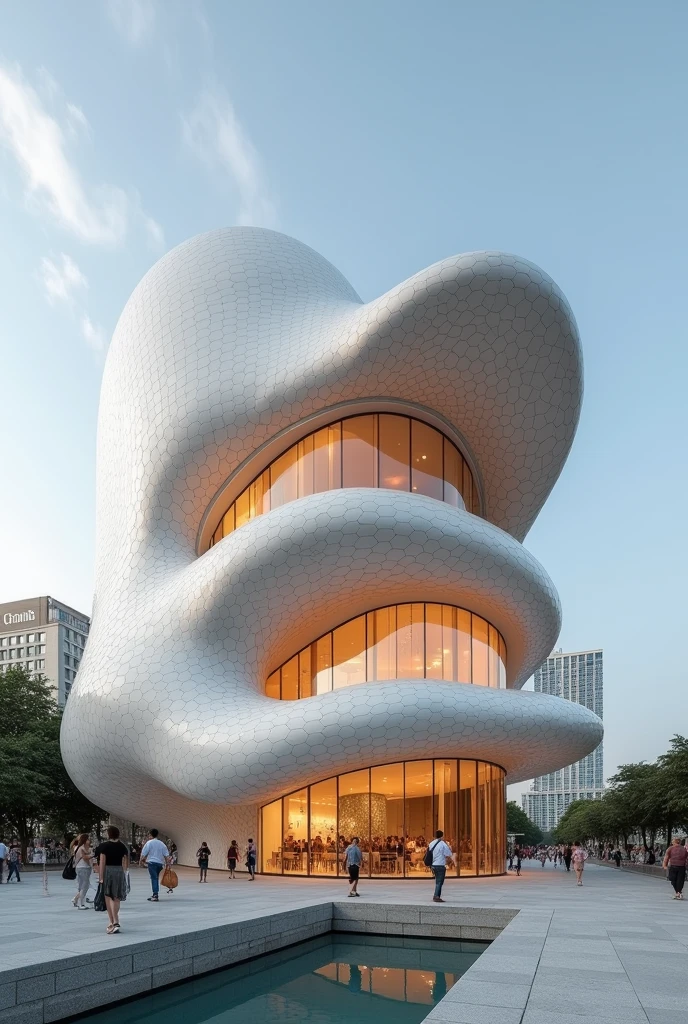 3 storey art modern museum and its form was base from
conch shell