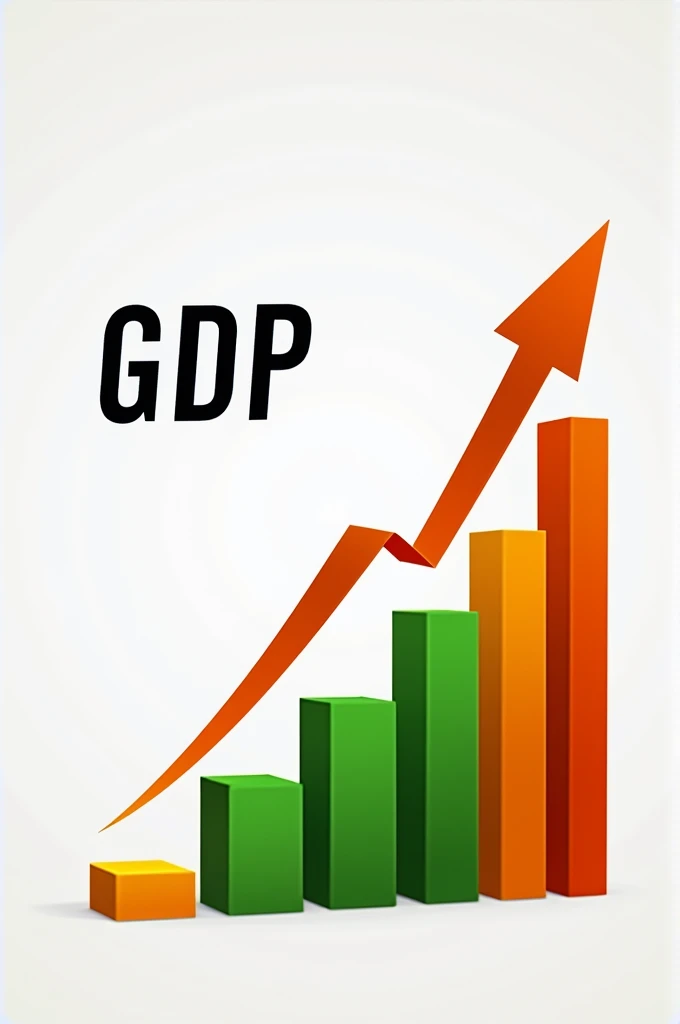 Generate a poster on the GDP growth of India with GDP Boldly Written on it .. with an arrow showing the growth in the form of bar graph