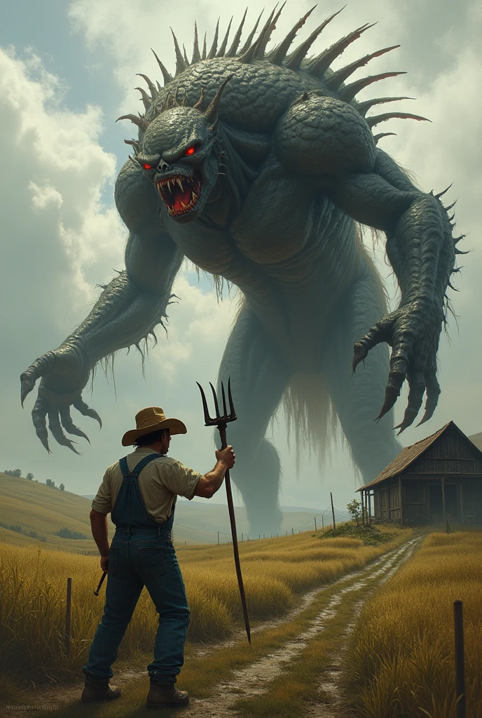 Farmer Behind Monster
