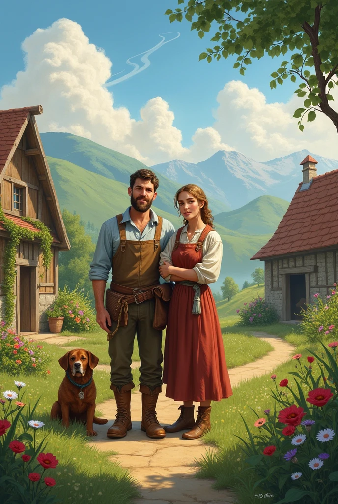 The farmer is a young guy, 34 years old, and he has a wife, 30 years old, she is a potion maker.