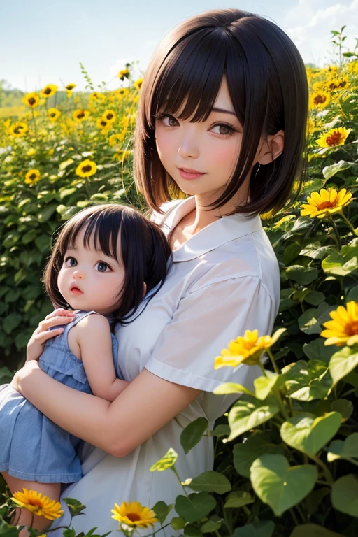 Morning glory flower and daughter