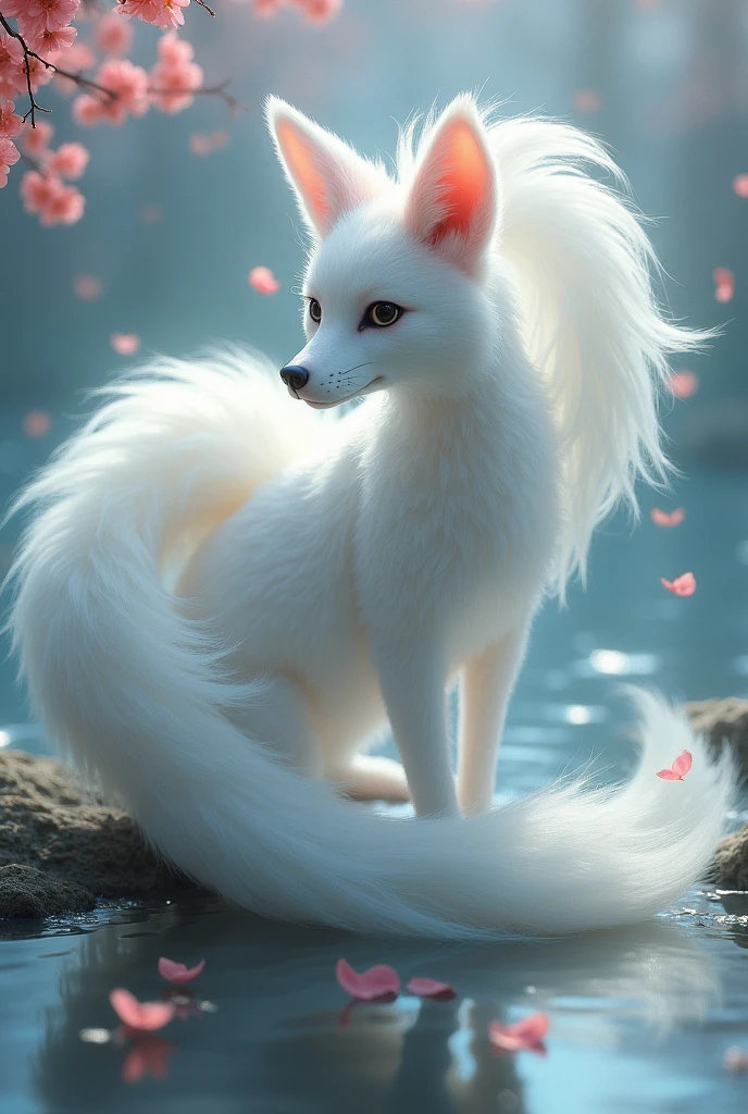 nine tail fox, with white colors, Pink, blackw, 2° A 