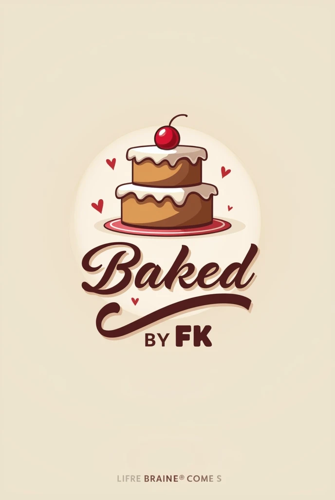 Make a cake logo with the brand name Baked by Fk