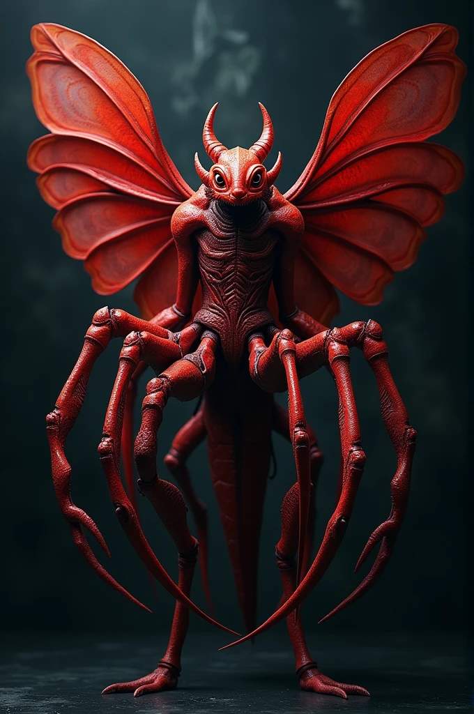 A monster is generated, without a head, with six legs and four wings. Red, movie quality, exquisite and delicate.