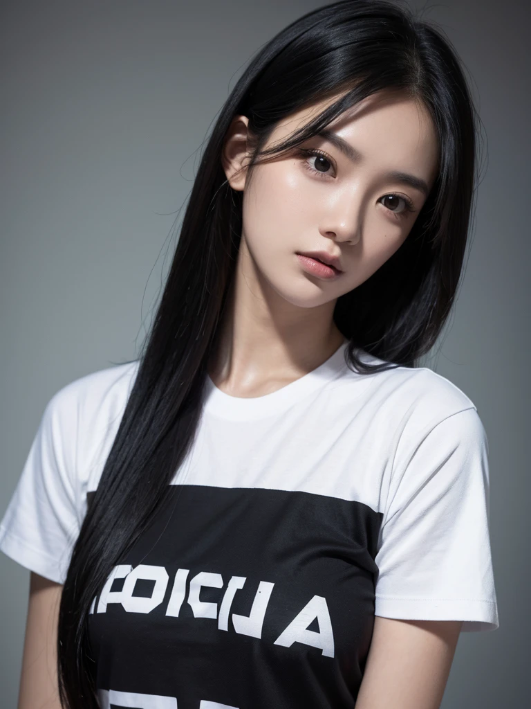One girl, Black Hair, tShirt High Resolution, Long Hair,