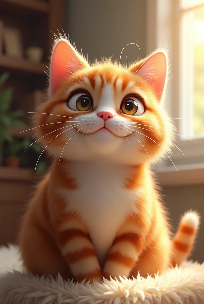 Make a cat cute realistic