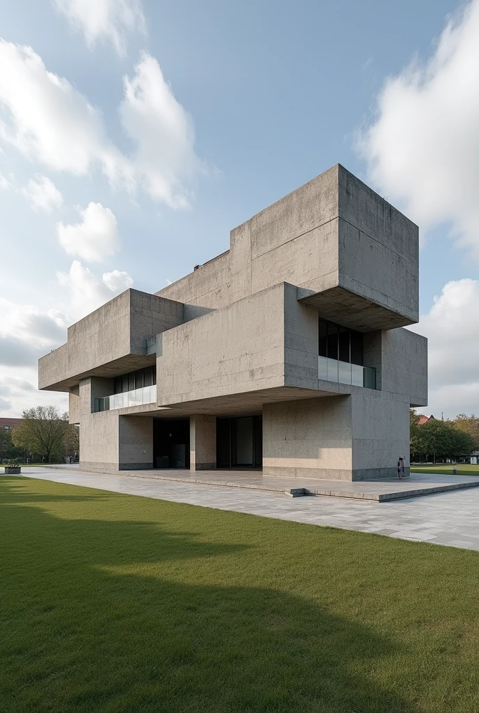 Big brutalism art modern museum and its form was base from camera
