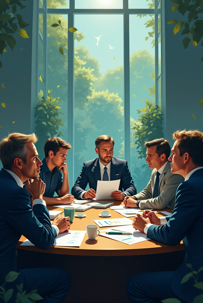 A group of people thinking about resources management 
