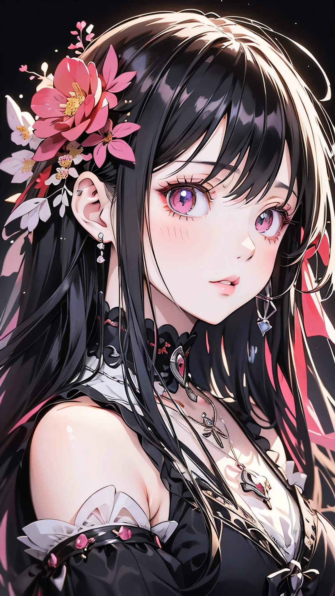 Anime style girl with long hair and flowers, Cute anime waifu in a nice dress, Beautiful Anime Girls, Cute and intricate digital art, Beautiful anime portraits, guweiz on pixiv artstation, Gweiz-style artwork, Guweiz on ArtStation Pixiv, Detailed digital anime art, Anime Style 4k