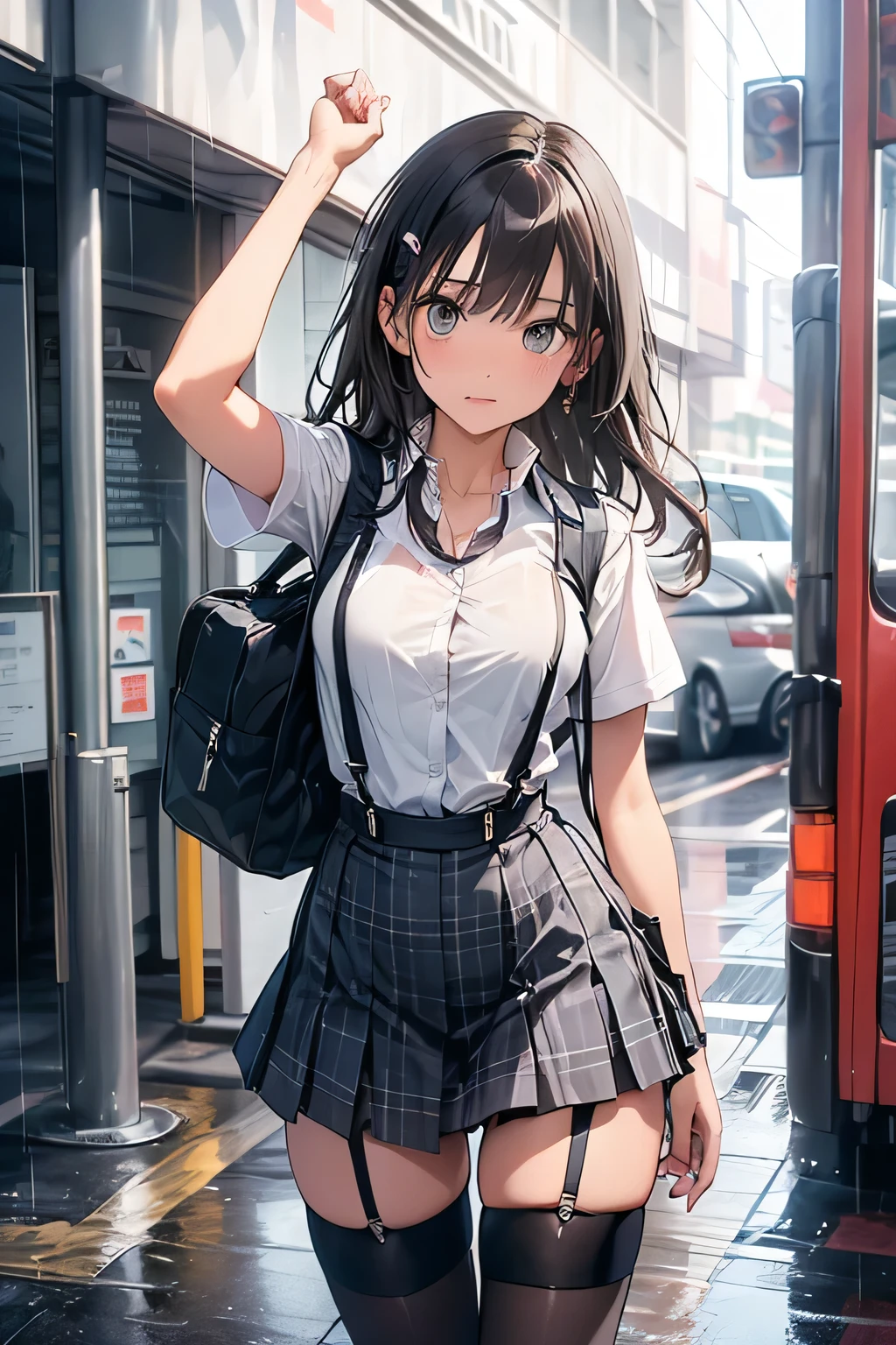 1 female, , high quality, masterpiece, Ultra-high resolution, Cinema Lighting, 1 female, , high quality, masterpiece, Ultra-high resolution, , Cinema Lighting, suspenders Moderate breasts Small face Looking up Sweat Thin belt buzzer 脇Sweat garter belt Belt on pants holster Hands behind your back Looking up Anxious face Knee-high Knee socks Knee-highソックス garter ふとももにgarter belt Checkered mini skirt Panty shot Skirt gap Armament holster holster Hands behind your back Anxious expression Anxious face, legs apart Armament Leg Holster holster See-through clothing heavy rain Rain-soaked dress shirt,Moderate breasts ガーターbelt suspenders Garter on the thigh Checkered mini skirt Looking up Pause belt Armpit sweat Hands behind back Raise your hands