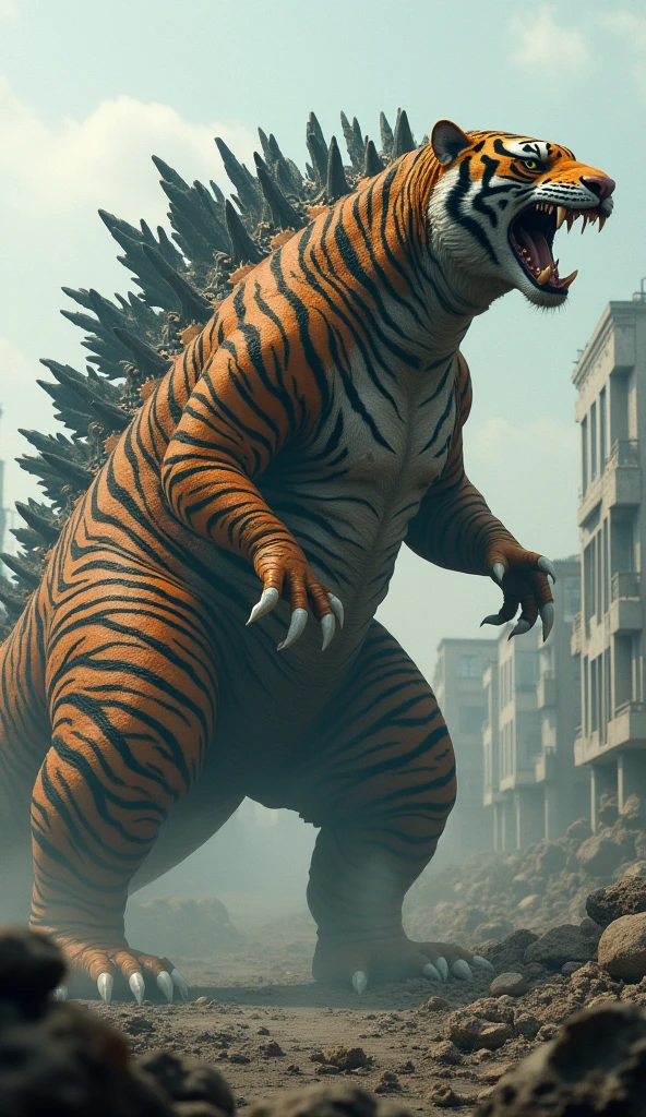 strange godzila with tiger skin