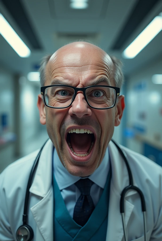 doctor A little bald Glasses shout