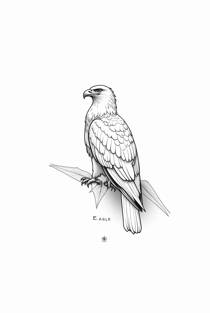 Minimalist black and white adult eagle for coloring