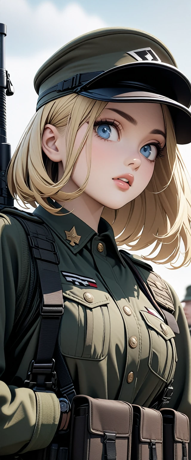 Tanya Degurechaff, obra prima, fotografia, saldado feminina, Menina, Uniforme militar, German , majo, adolescente, sorrindo, feliz, Military decoration