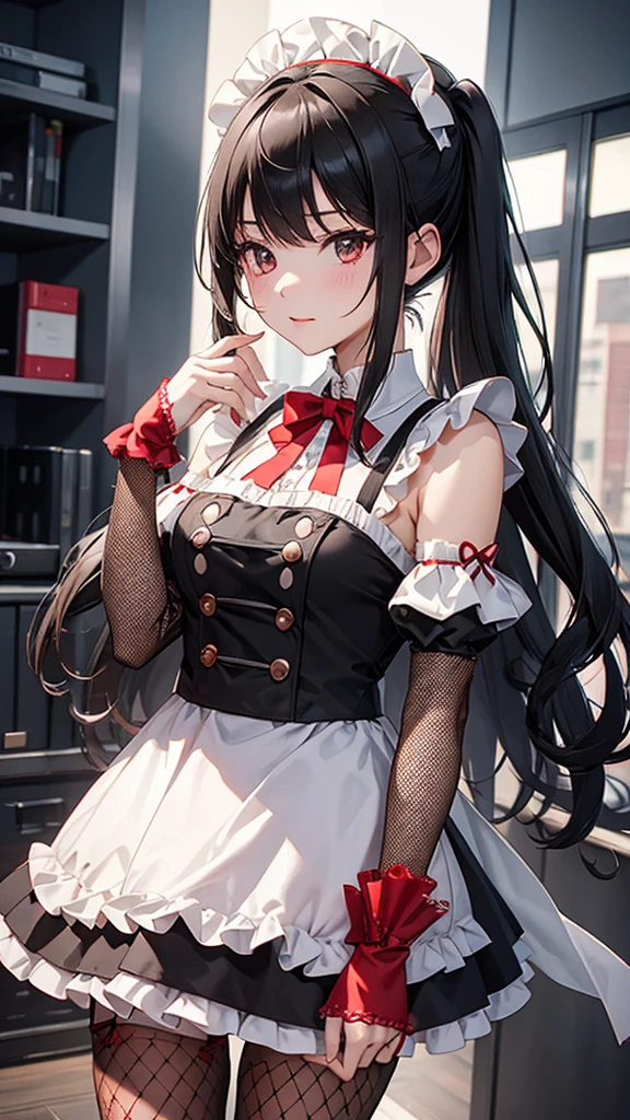 Rock Maid、Black tea、Rock Music、Stylish、Pop music、red and white checked maid outfit、Fishnet tights、Transparent sleeves、Frills