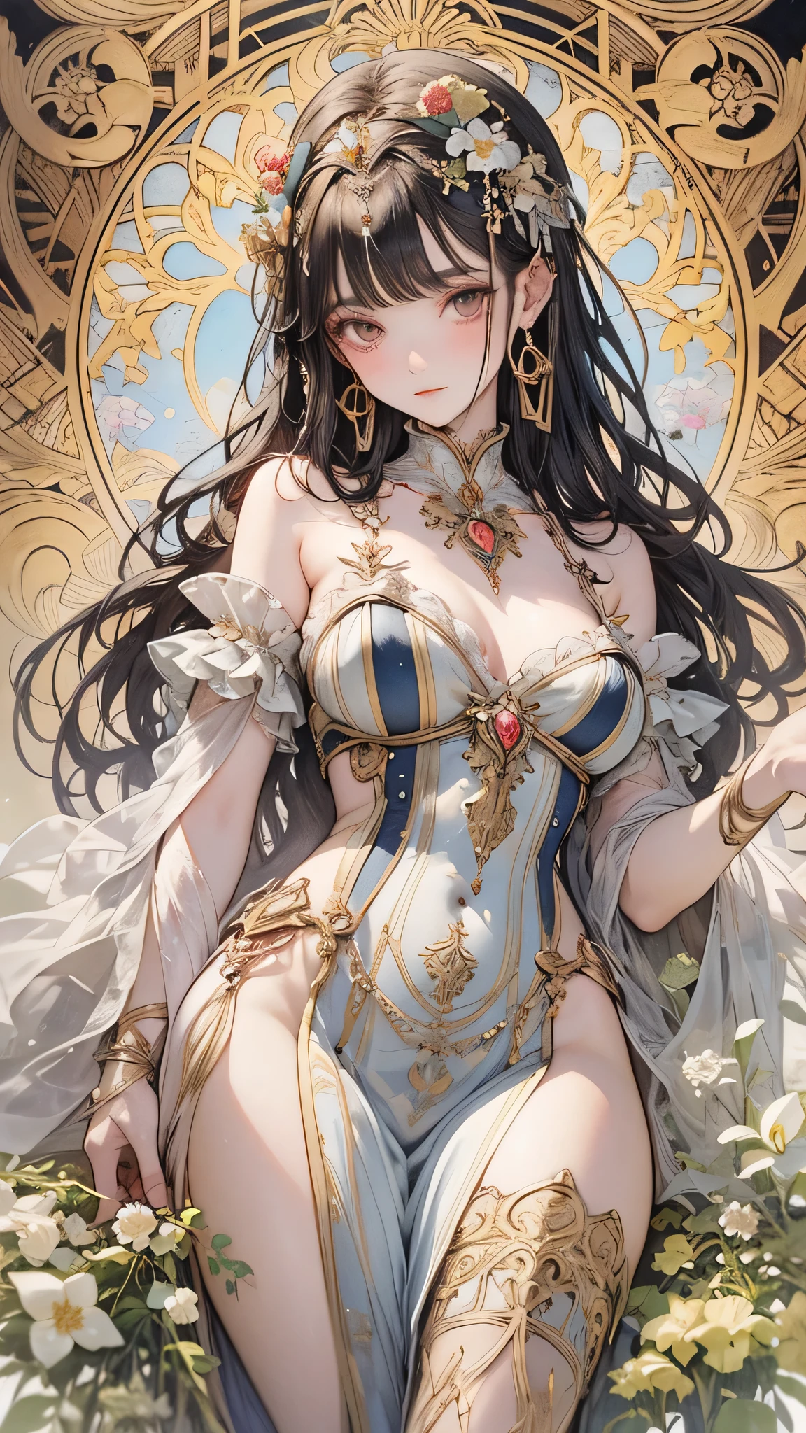 Highest quality、Masterpiece、Detailed face、The most beautiful in the world、Beautiful woman、Sheer dress、Best Style、The skin is transparent、Big Breasts、Best Style、Nipples、pussy