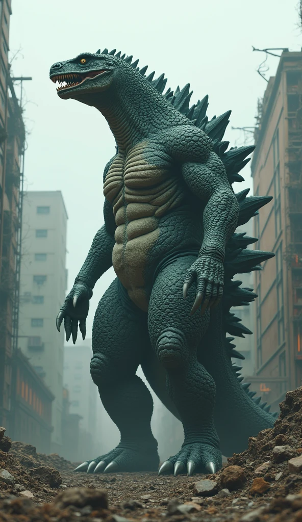 strange godzila with human body