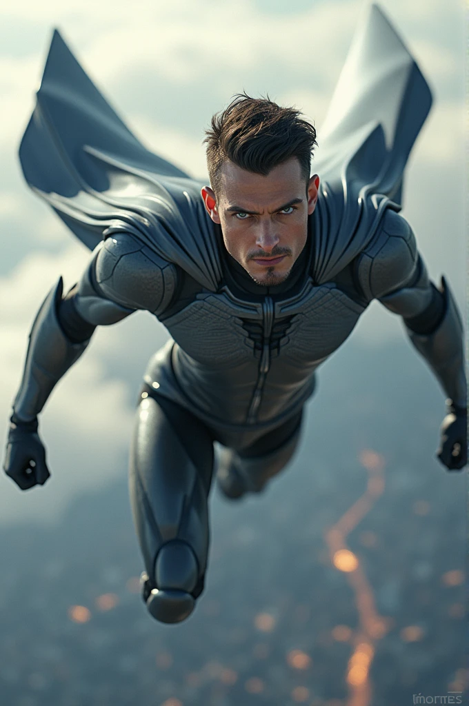 Creating an image of a superhero inspired by an airplane in the air involves combining visual elements that capture both the essence of aviation and the characteristics of a superhero.. Here is a detailed description of how this image could be conceived