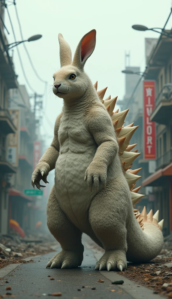 strange godzila with rabbit skin