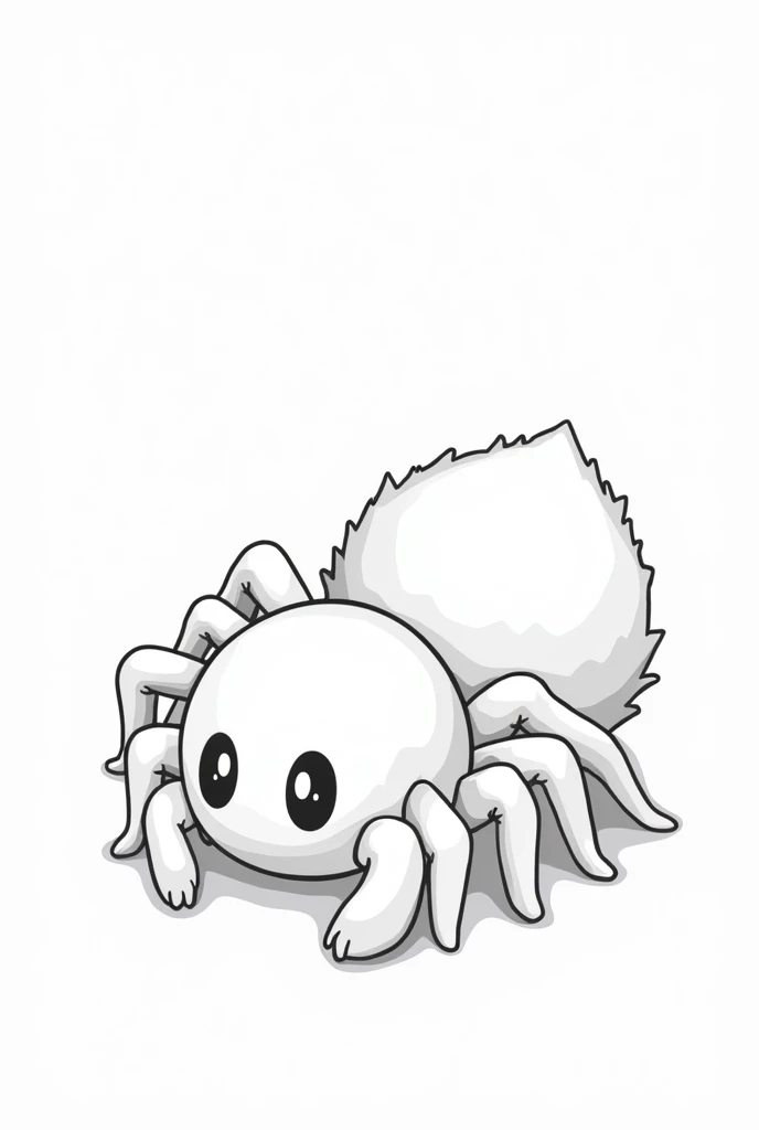 Black and white chibi style drawing of a spider to color