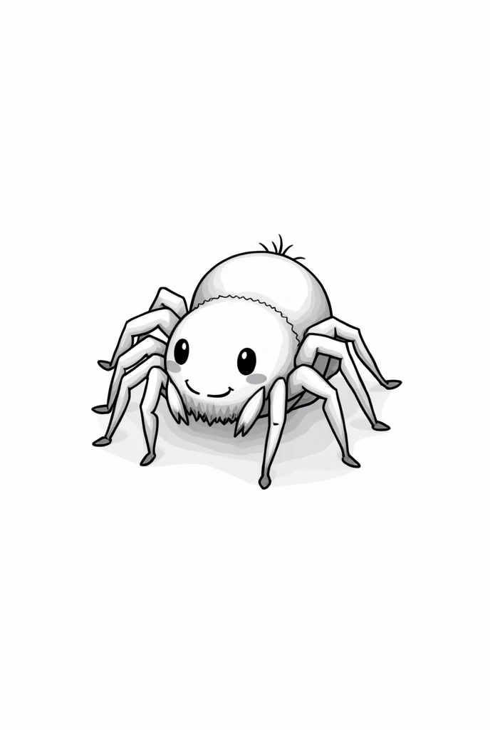 Black and white chibi style drawing of a spider to color