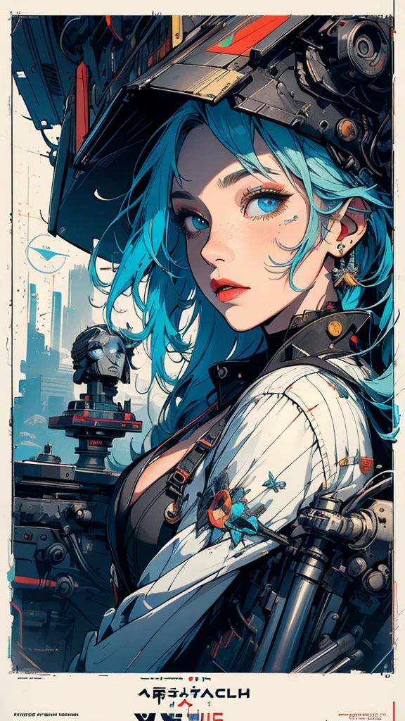 (((masterpiece, highest quality))),(((solo:1.2))),(((1girl:1.2))),32k wallpaper, very detailed, poster, vintage science fiction,(((((geometric cinematic movie poster))))), (bauhaus), shape,(((abstract))),(mid century modern),movie poster,(((((portfolio))))),(((((Close-up))))),(((((bust up))))),((((more various angle)))),(((highlight))),Vast landscape,((((heterochromia)))),(((complete. detailed face))),(((Extremely talented))),(((most complecated machine))),Colorful color scheme,(Cleavage),(((unlimited mechanic Workaholic)))