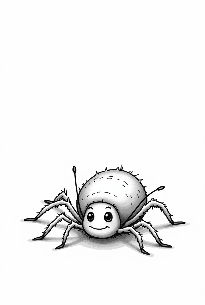 Black and white chibi style drawing of a spider to color