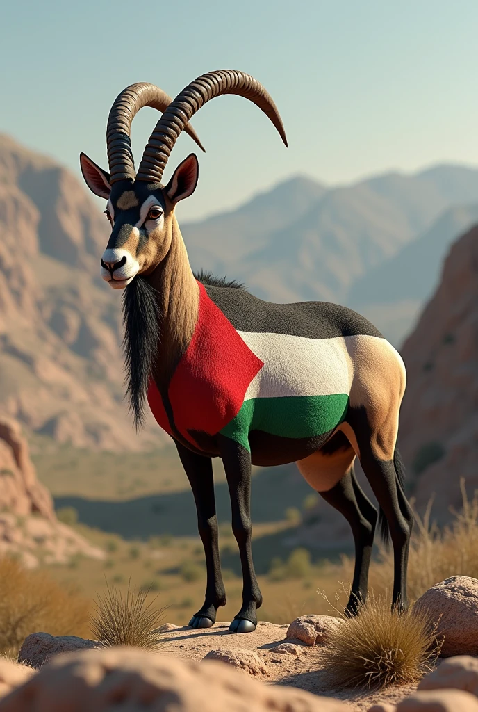 Draw an athletic Goat with Pakistan flag shirt and long horns