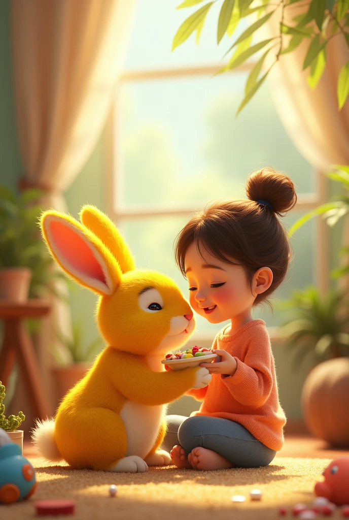 yellow rabbit owner speaking