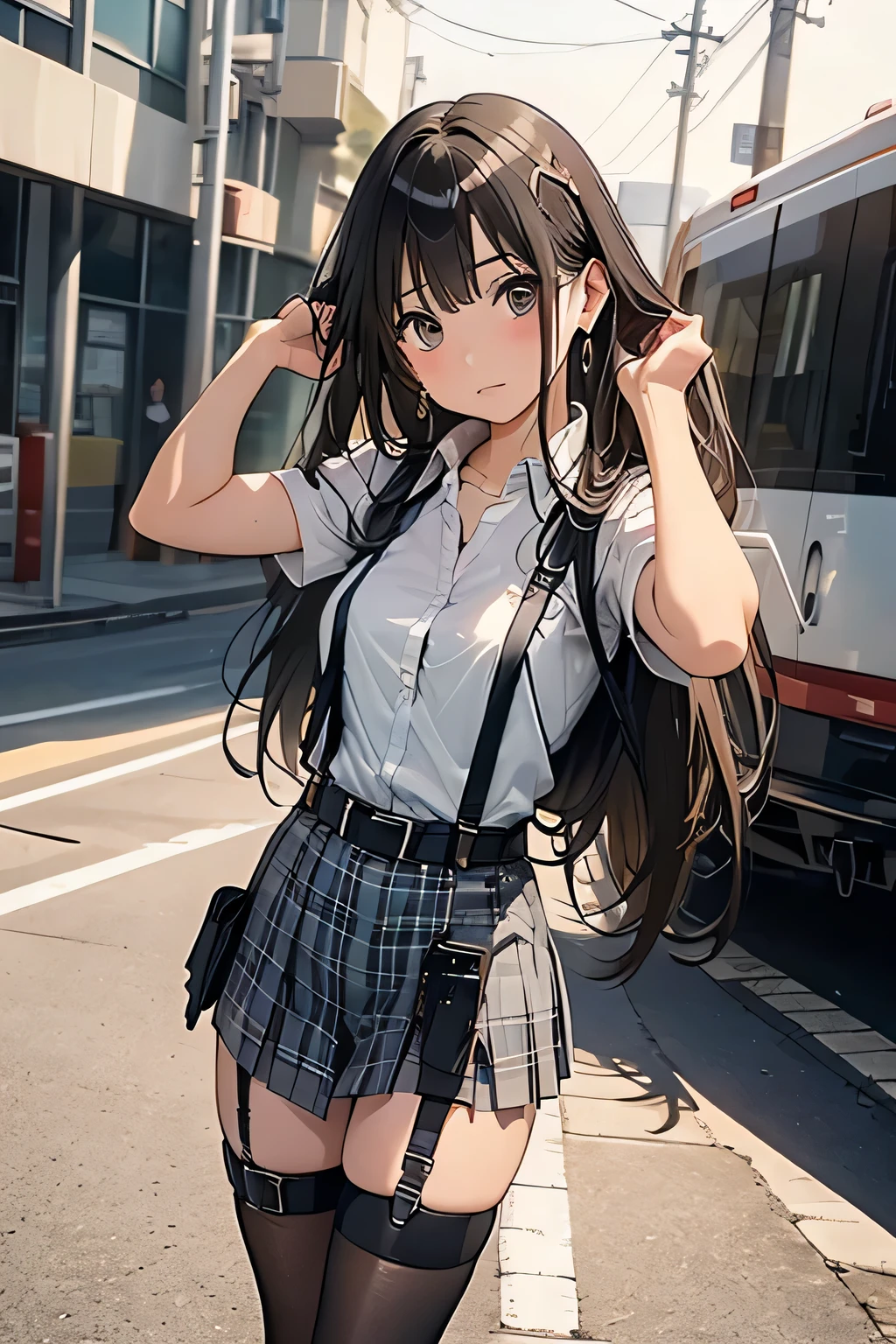 1 female, , high quality, masterpiece, Ultra-high resolution, Cinema Lighting, 1 female, , high quality, masterpiece, Ultra-high resolution, , Cinema Lighting, suspenders Moderate breasts Small face Looking up Sweat Thin belt buzzer 脇Sweat garter belt Belt on pants holster Hands behind your back Looking up Anxious face Knee-high Knee socks Knee-highソックス garter ふとももにgarter belt Checkered mini skirt Panty shot Skirt gap Armament holster holster Hands behind your back Anxious expression Anxious face, legs apart Armament Leg Holster holster See-through clothing heavy rain Rain-soaked dress shirt,Moderate breasts ガーターbelt suspenders Garter on the thigh Checkered mini skirt Looking up Pause belt Armpit sweat Hands behind back Raise your hands