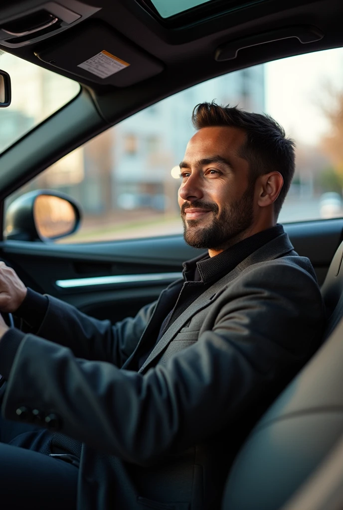 entrepreneur in a luxury car