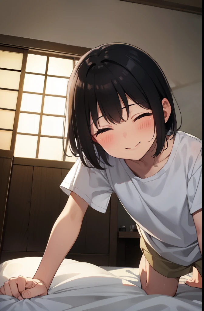 blush,Close ~ eyes,smile,