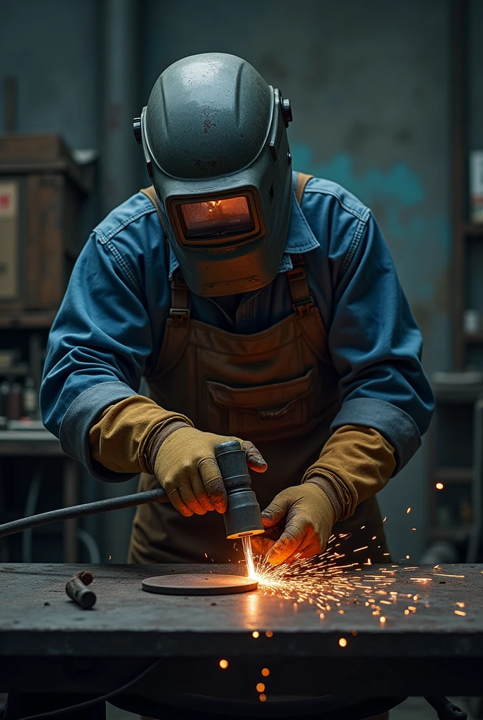 Welder studying 