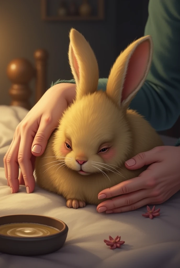 sick yellow rabbit owner