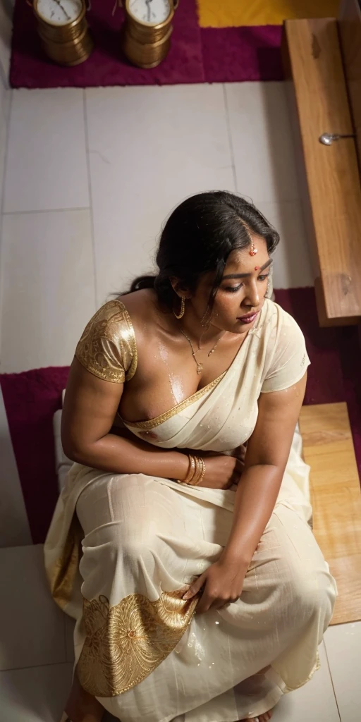 South Indian plus sized women, (cum Splash on her breasts and nipples, cum Splash on her gace, Splash of cum on her face, cum Splash on her blouse, cum Splash on her eys),