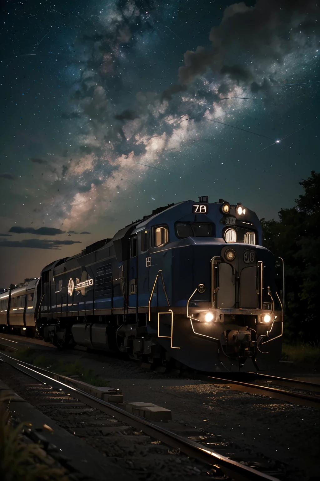 A train through space full of tens of thousands of stars.