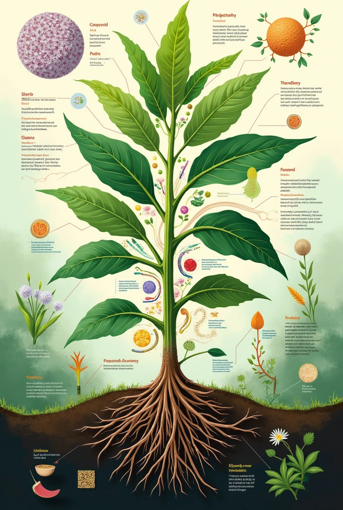 Plz generate a pic that cover contents of plant sciences i.e
Plant physiology
Genetic
Plant anatomy