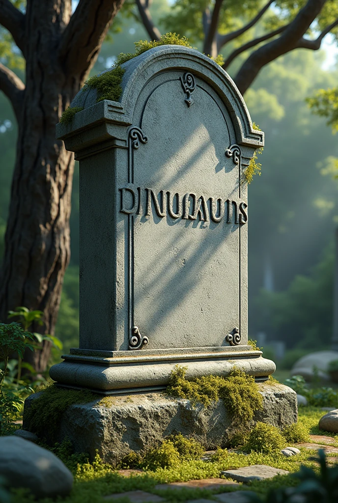 A tombstone with a dinno name on it