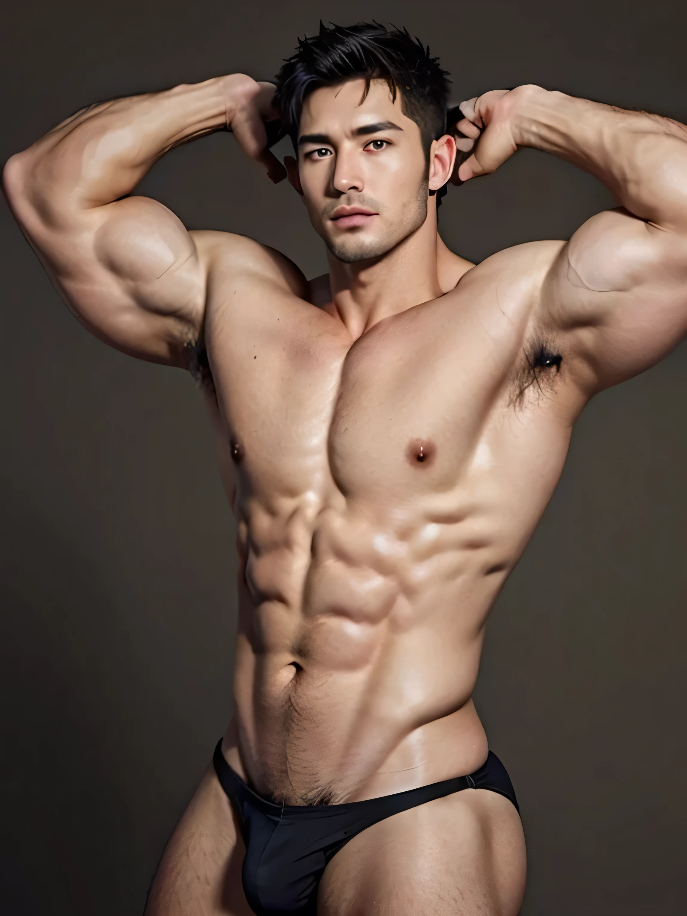 (((short hair))),Short hair,one(((40 years old handsome muscular bodybuilder with stubble))), very handsome, Perfect facial features, No clothes, Armpit Hair, Pure black background, Fit body, Perfect composition, beard,Bodybuilding Champion,No chest hair,Smooth pectoralis major,(((,Thong))),, Provocative, natural color,muscular,, Ultra-high quality, XT3, Crystal clear, 8千 ultra high definition, High Detail, Ultra-realistic photos, (Realistic skin), ((pores)), ((High Detail skin)), Volumetric Light, groin, Far, Complex 3D Visualization, High Detail,Real human skin ((Correct body structure)), (((Correct anatomy))),(((Forced noise reduction)))